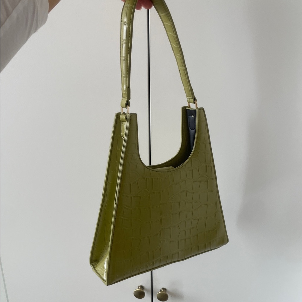 Olive Croc-Texture Shoulder Bag - Women